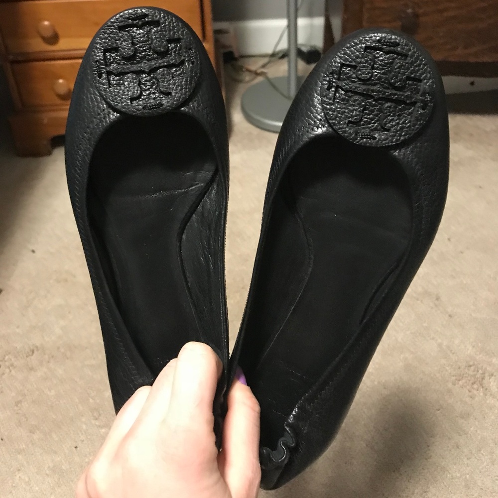 Tory Burch Black Minnie Travel Logo Ballerina Flat